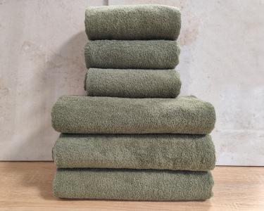 Набор турецких махровых однотонных полотенец Zeron 3 штуки 50х90 + 3 штуки 70х140 Green плотность 500 г/м2