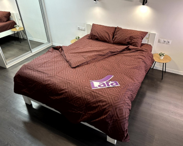 Постільна білизна LARA бязь d11186e160 з простирадлом на резинці 160х200х25 Ромб Brown євро 200х220 см