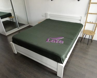 Простынь на резинке LARA сатин-страйп LUX green d13183 160х200х25