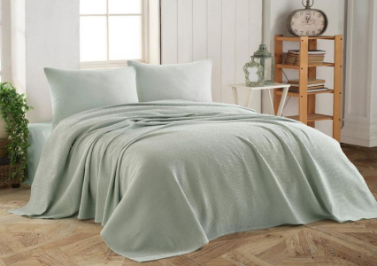 Літній комплект постільної білизни з покривалом Modalita Yesil полуторний