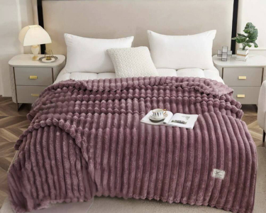 Плед-покрывало Koloco Королевский шарпей 16-3 полоска 5 см 200х230 лиловый евро