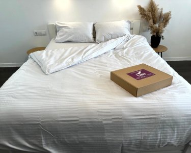 Постельное белье LARA сатин-страйп LUX light gray d13177s180 с простынью на резинке 180х200х25 семейное