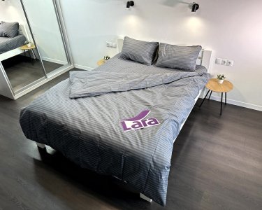 Постельное белье LARA бязь-страйп Gray d11223e160 с простынью на резинке 160х200х25 евро 200х220 см