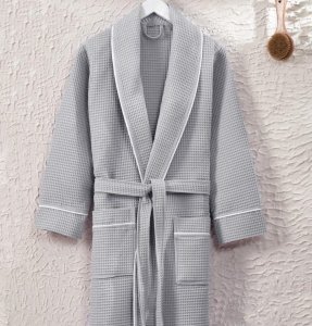 Халат вафельний з кантом ZERON EXCLUSIVE pike bornoz Gri XXXL