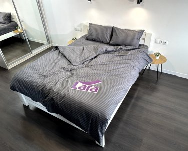 Постільна білизна LARA бязь-страйп Graphite d11251e160 з простирадлом на резинці 160х200х25 євро 200х220 см