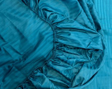 Простирадло на резинці LARA сатин-страйп LUX turquoise d13227 160х200х25