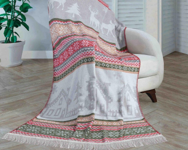 Турецкий новогодний плед Sesli 21949Y 150х200 см