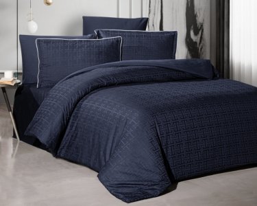 Турецкое постельное белье La Romano Premium Satin Rodel Navy Blue евро