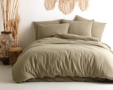 Турецкое постельное белье из вареного хлопка Limasso Stonewashed Ranforse 200 х 220 см Akdeniz Yesili