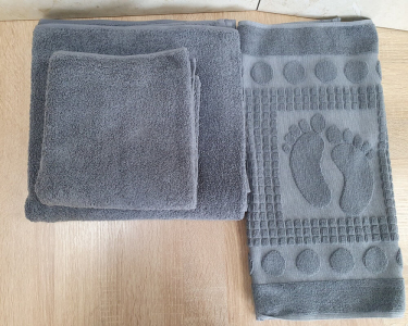 Набор турецких махровых однотонных полотенец Zeron 50х90+70х140+50х70 Gray плотность 500 г/м2