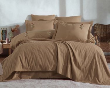 Постельное белье с покрывалом Saheser Stonewashed 200х220 Noris Mustard