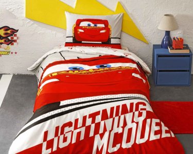 Дитяча постільна білизна ТАС Disney ранфорс 160х220 см Cars Lightning з простирадлом на резинці 100 х 200 см