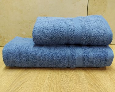 Набор турецких махровых полотенец Ada Turkey 50х90+70х140 Blue