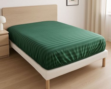 Простынь на резинке LARA бязь-страйп Green dp11225 160х200х25