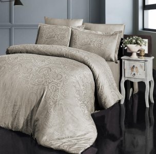 Турецька постільна білизна First Choice жаккард Bamboo Greta Sampanya євро