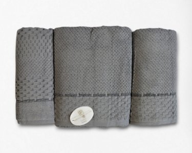 Набор турецких махровых полотенец 50x90+70х140+50x80 Pupilla Monet Gri