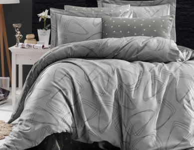 Турецька постільна білизна First Choice Cotton Satin Rovena Grey євро