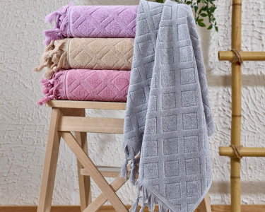 Набор турецких махровых полотенец Zeron 4 штуки Vip жаккард Zerin 70х140