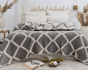 Турецкое муслиновое покрывало Saheser Savio 220х240 Grey