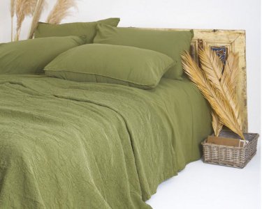 Турецкое постельное белье из вареного хлопка Limasso Stonewashed Ranforse 200 х 220 см Olive