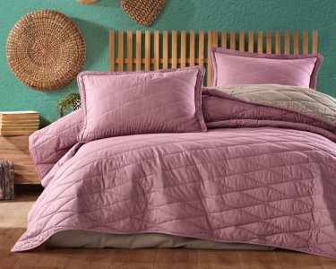 Турецьке стьобане покривало Clasy 240 x 260 см Lorna Gul Kurusu з наволочками 50х70