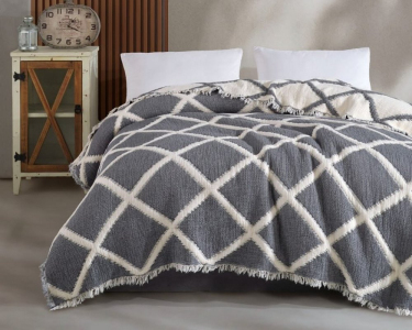 Турецкое муслиновое покрывало Zeron JACQUARD exclusive 230х250 Vivus Indigo