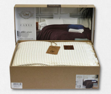 Турецьке вафельне простирадло-покрывало Sikel 210×240 см Carel Beyaz