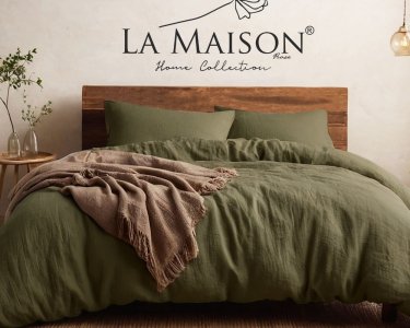 Турецкое постельное белье из вареного хлопка La Maison Stonewashed Ranforse 200 х 220 см Mariella Green Muse