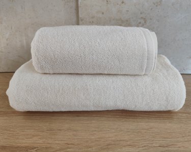 Набор турецких махровых полотенец Zeron 50х90+70х140 крем плотность 550 г/м2 низкая петля 20/2