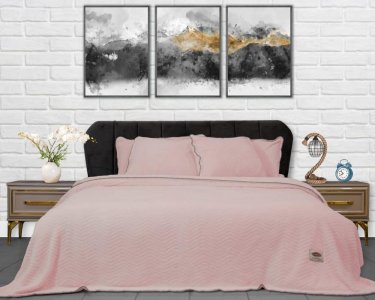 Плед-покривало турецьке ultra soft Zeron 220х240 з наволочками Зигзаг пудра