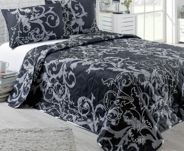 Покрывало стеганое Eponj Home B&W Mare Siyah 160х220 с наволочкой 50х70