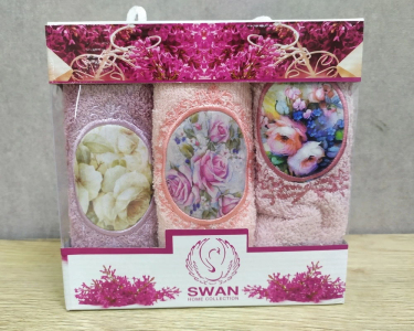 Набір рушників кухонних Swan 3 штуки 30х50 махрові з вишивкою Париж
