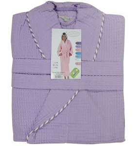 Халат вафельний з кантом Gursan ліловий жіночий S-M