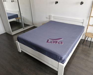 Простирадло на резинці LARA сатин-страйп LUX steel grey d13207 160х200х25