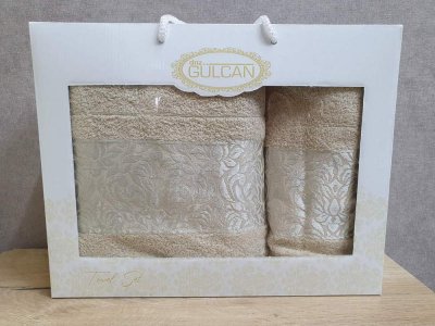 Набор турецких махровых полотенец Gulcan 50x90+70х140 V2 Beige