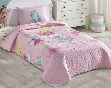 Покривало стьобане Eponj Home Dreams Pembe 160х220 з наволочкою 50х70