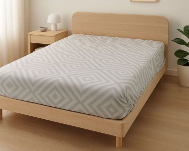 Простынь на резинке LARA бязь Ромб dp11266 Light Gray 160х200х25