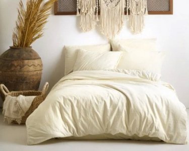 Турецкое постельное белье из вареного хлопка Limasso Stonewashed Ranforse 200 х 220 см Akdeniz Krem