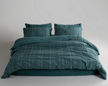 Турецкое постельное белье из вареного хлопка Limasso Stonewashed Ranforse 200 х 220 см Coastal Trio Dark Green