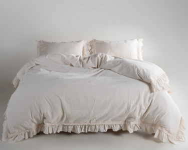 Турецька постільна білизна із вареної бавовни Limasso Stonewashed Ranforse Francesca 200 х 220 см Cream