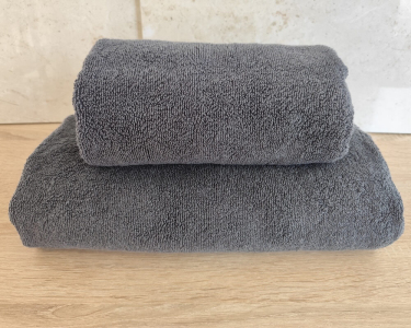 Набор турецких махровых полотенец Zeron 50х90+70х140 антрацит плотность 550 г/м2 низкая петля 20/2