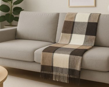 Плед шерстяной Vladi Эльф LIAM коричнево-бело-бежевый 200х220