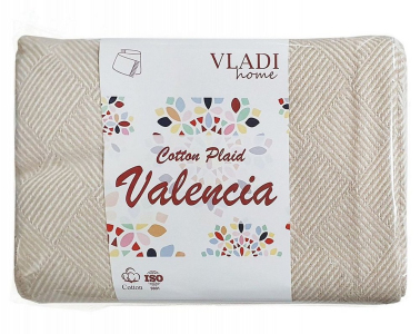 Плед-покрывало хлопковое Vladi Валенсия PARQUET бело-песочный 200х220