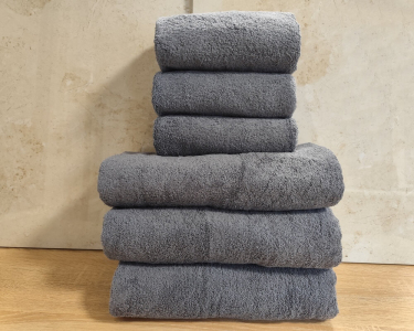 Набір турецьких махрових однотонних рушників Zeron 3 штуки 50х90 + 3 штуки 70х140 Gray щільність 500 г/м2