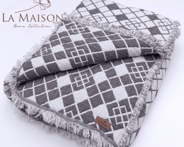 Турецкое муслиновое покрывало La Maison 220×240 Poline Charcoal