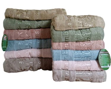 Набор турецких махровых полотенец Cestepe 50х90 6 штук + 70х140 6 штук Bamboo Zumrut Light