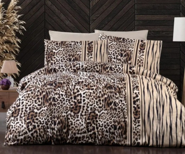 Турецька постільна білизна First Choice Cotton Satin Leopard Brown євро