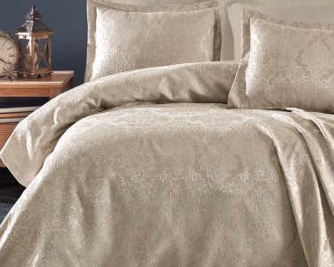 Покривало шенілове Gardines 240х260 Monica Bej з наволочками 50х70