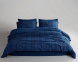 Турецька постільна білизна із вареної бавовни Limasso Stonewashed Ranforse 200 х 220 см Coastal Trio Dress Blue