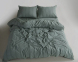 Турецька постільна білизна із вареної бавовни Limasso Stonewashed Ranforse 200 х 220 см Cassandra Natural Green